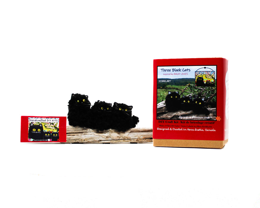 Maud Lewis Inspired Fibre Art Kits - Three Black Cats