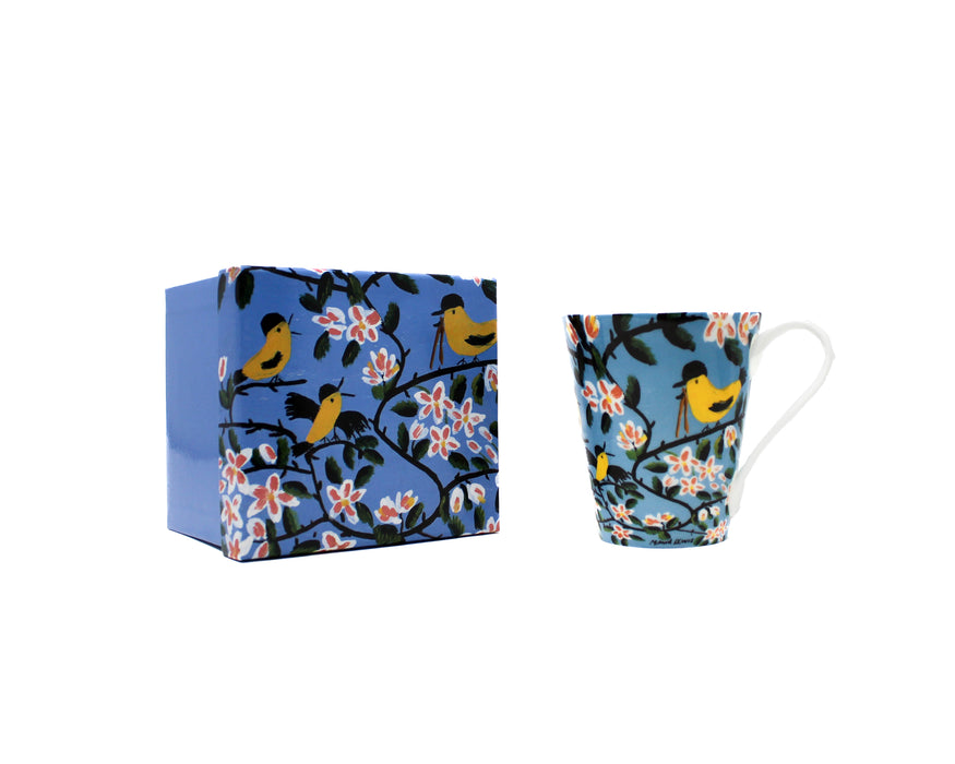Maud Lewis Bone China Mug with Box - Yellow Birds