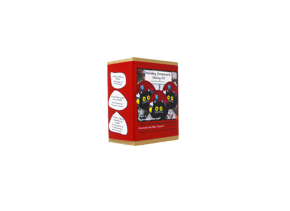 Maud Lewis Inspired Felted Ornament Sewing Kits - Three Black Cats