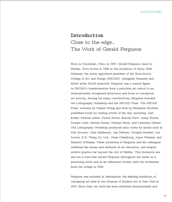 Close to the edge... The Work of Gerald Ferguson