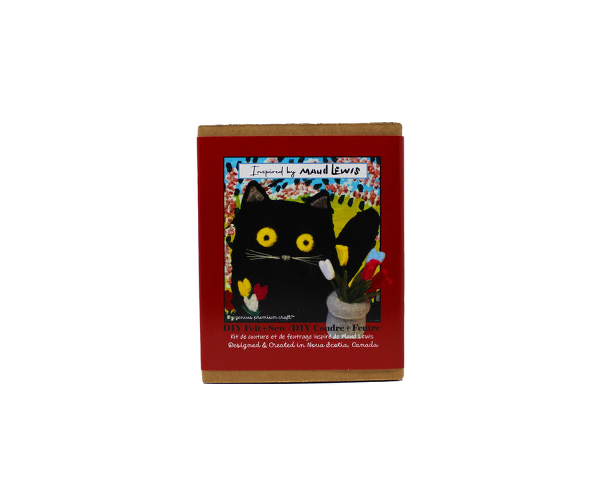 Maud Lewis Inspired DIY Felt & Sew Kit - Black Cat with Tulips in Vase
