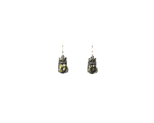 Maud Lewis's iconic cat Fluffy in shiny pewter earrings