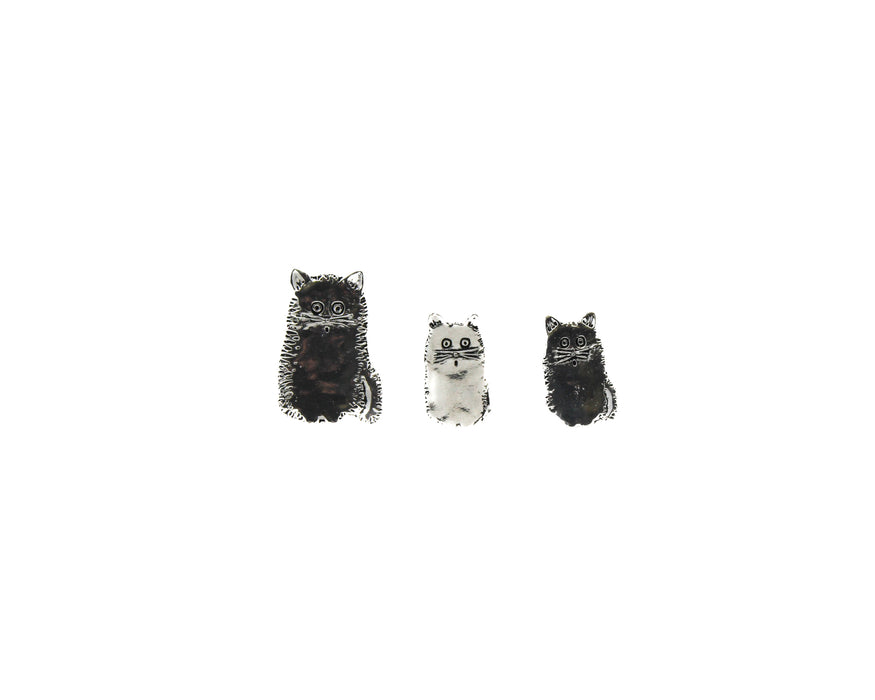 Maud Lewis Cat Pewter Magnets - boxed set of 3