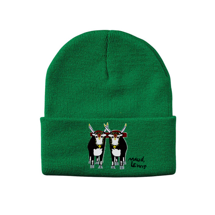 Maud Lewis Knit Hat with Embroidery Characters